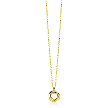 ZINZI zlv. gg.verg.collier hanger 3 ringen in elkaar