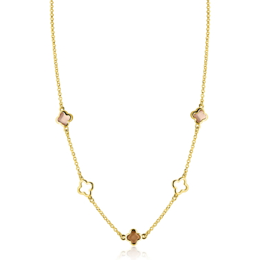 ZINZI zlv. collier gg.verg. klavers open/bruin/cham