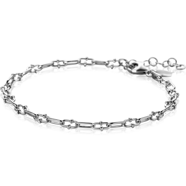 ZINZI Silberarmband mit Paperclip-Gliedern, 4 mm, verziert mit verspielten Kugeln, 17-20 cm ZIA2586