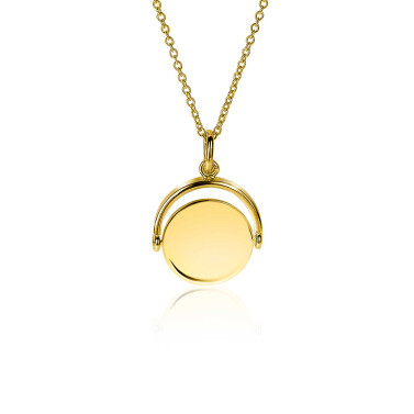 ZINZI silberner Anhänger 14K gelbvergoldet 27mm rund glänzend Plättchen 18mm ZIH2217G
