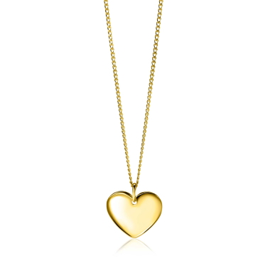 20mm ZINZI gold plated zilveren hanger glad hart voor gravure ZIH2346G20 (zonder collier)