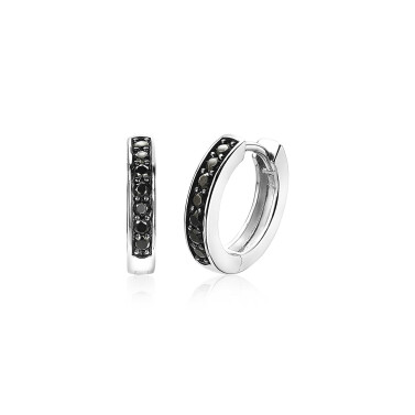 Zinzi zilveren oorringen 15 x 3mm zwart met luxe klapsluiting ZIO191B
