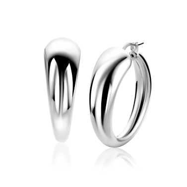 ZINZI zlv. creolen halfrond bol aflopend 32x11mm