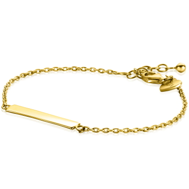 ZINZI zlv. armband geel verguld met recht plaatje
