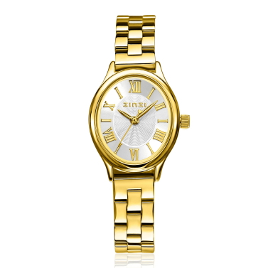 Zinzi Ovale horloge 26mm zilv.kl.w.plaat, goudkl.band