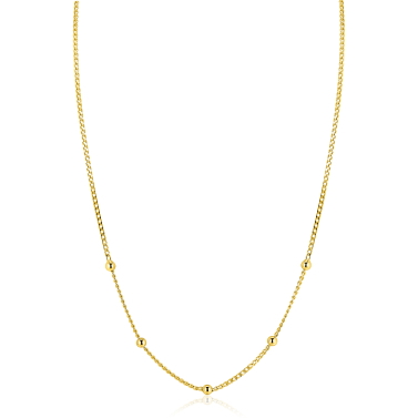 ZINZI gold plated zilveren gourmet ketting met vijf bolletjes 42–45cm ZIC2714G