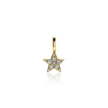 ZINZI zilveren ster hanger in geel verguld 13mm wit ZIH2138Y (zonder collier)