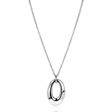 ZINZI zlv. collier met open ovale hanger