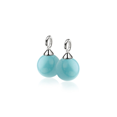10mm ZINZI Sterling Silver Earrings Pendants Pearl Turquoise ZICH266T (excl. hoop earrings)