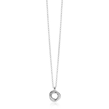 ZINZI zlv. collier met hanger 3 ringen in elkaar