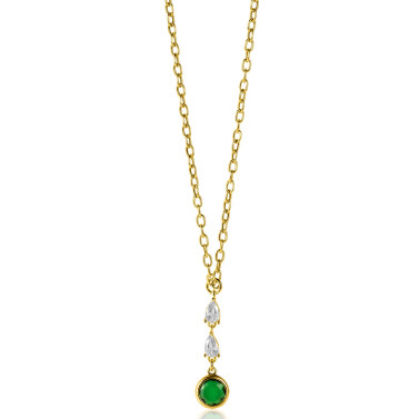 ZINZI zlv. collier gg.verg. fant groen/wit zirc.
