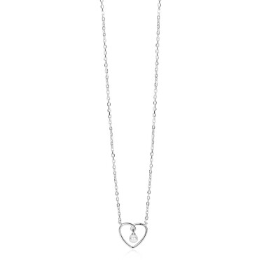ZINZI zlv. collier met hart hanger en parel