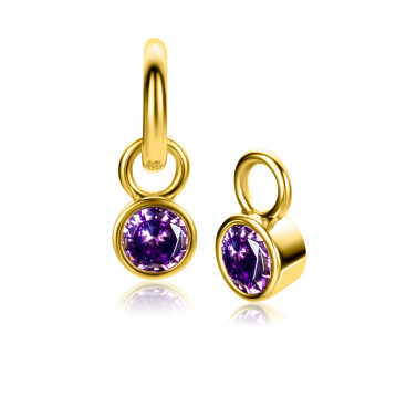 ZINZI zlv.oorbedels gg.verg. birthstones amethist cz