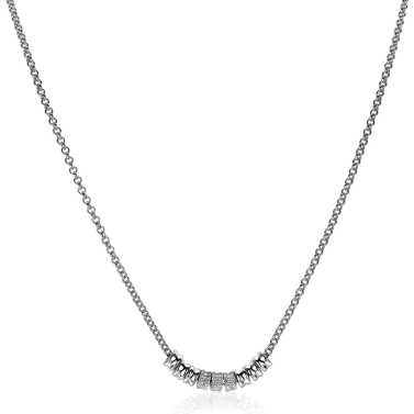 Mart Visser by ZINZI zilveren ketting 45cm met 9 ronde schakels, waarvan 3 volbezet met witte zirconia's  MVC22
