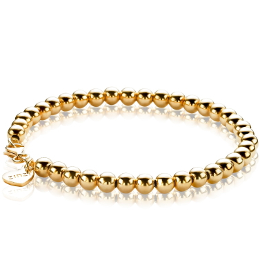 ZINZI zilveren bolletjes armband geel verguld 4mm breed 17-20cm ZIA1010G 