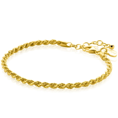 ZINZI gold plated zilveren koord armband 2,6mm breed ZIA2386G