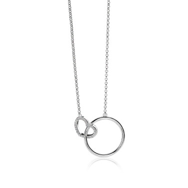 ZINZI silberne Kette Herz rund  weiß 45cm ZIC1483
