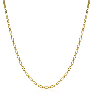 ZINZI zilveren ketting 45cm geel verguld met 'paperclip' schakel 2,4mm breed ZIC2033G