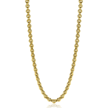 ZINZI zilveren ketting 45cm in14K geelverguld met ronde schakels 5mm breed ZIC2239G