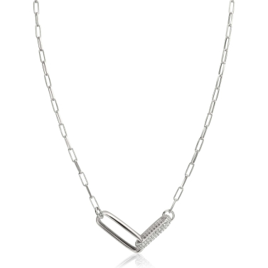ZINZI zlv.collier paperclip met 2 grote schakels zirc.