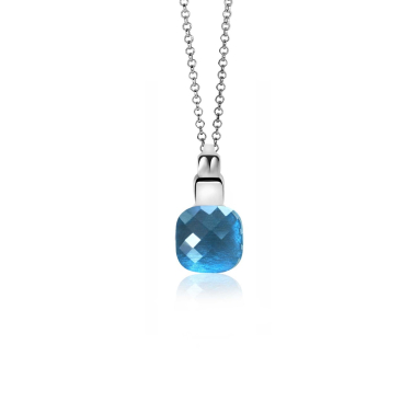 ZINZI Sterling Silver Square Pendant Blue Stone 18mm ZIH1110B