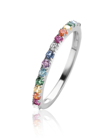 ZINZI zlv. aanschuifring rainbow 2mm mt. 58