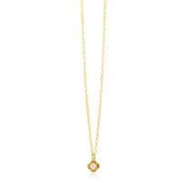ZINZI gold plated zilveren schakelketting met een lichtbruine klaver in het midden 40-45cm ZIC2905C