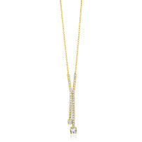 ZINZI zlv. Y-collier gg.verg. met zirconia's