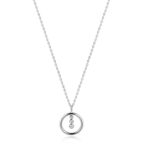 ZINZI zlv. collier hanger open rond en 3 zirconia's