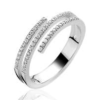 ZINZI zilveren multi-look ring (6mm breed) met 3 banen bezet met witte zirkonia’s ZIR2727
