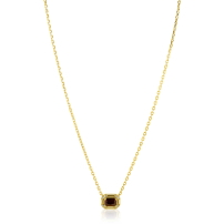 ZINZI goldplated zilveren ketting 45cm met achthoekige hanger bruine kleursteen ZIC2803