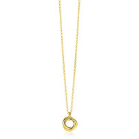 ZINZI gold plated zilveren collier 45cm met hanger van drie verbonden ringen (knoop-stijl) ZIC2890G