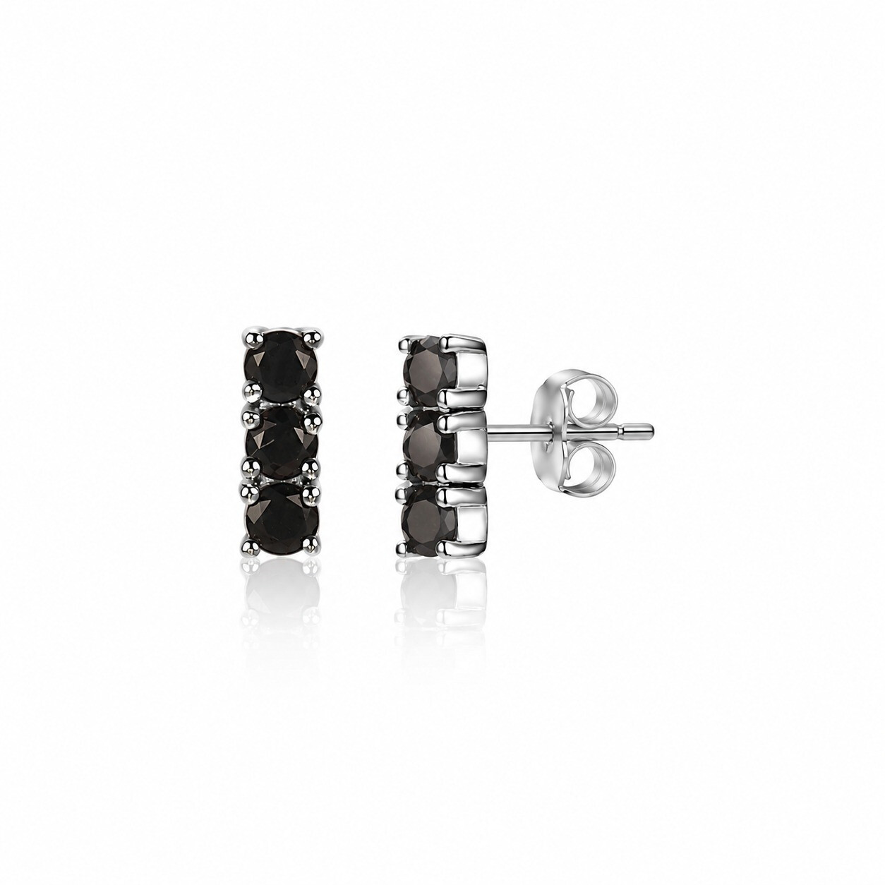 8mm ZINZI Sterling Silver Stud Earrings Bar Black ZIO2127Z