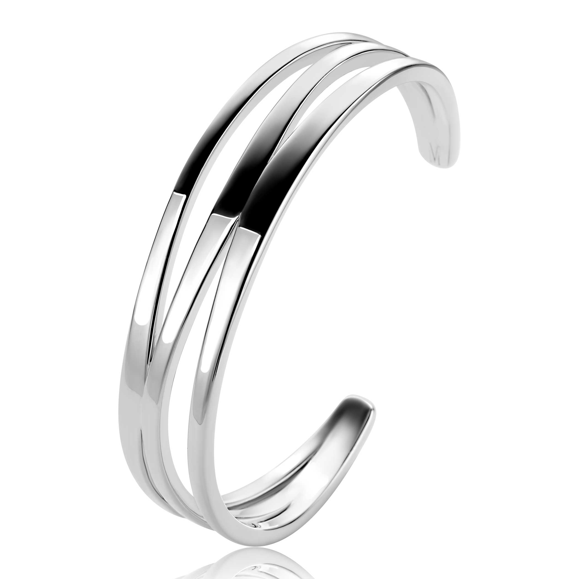 Mart Visser by ZINZI Silber Multi-Look-Klemmarmband 16mm, organisch geformt MVA25