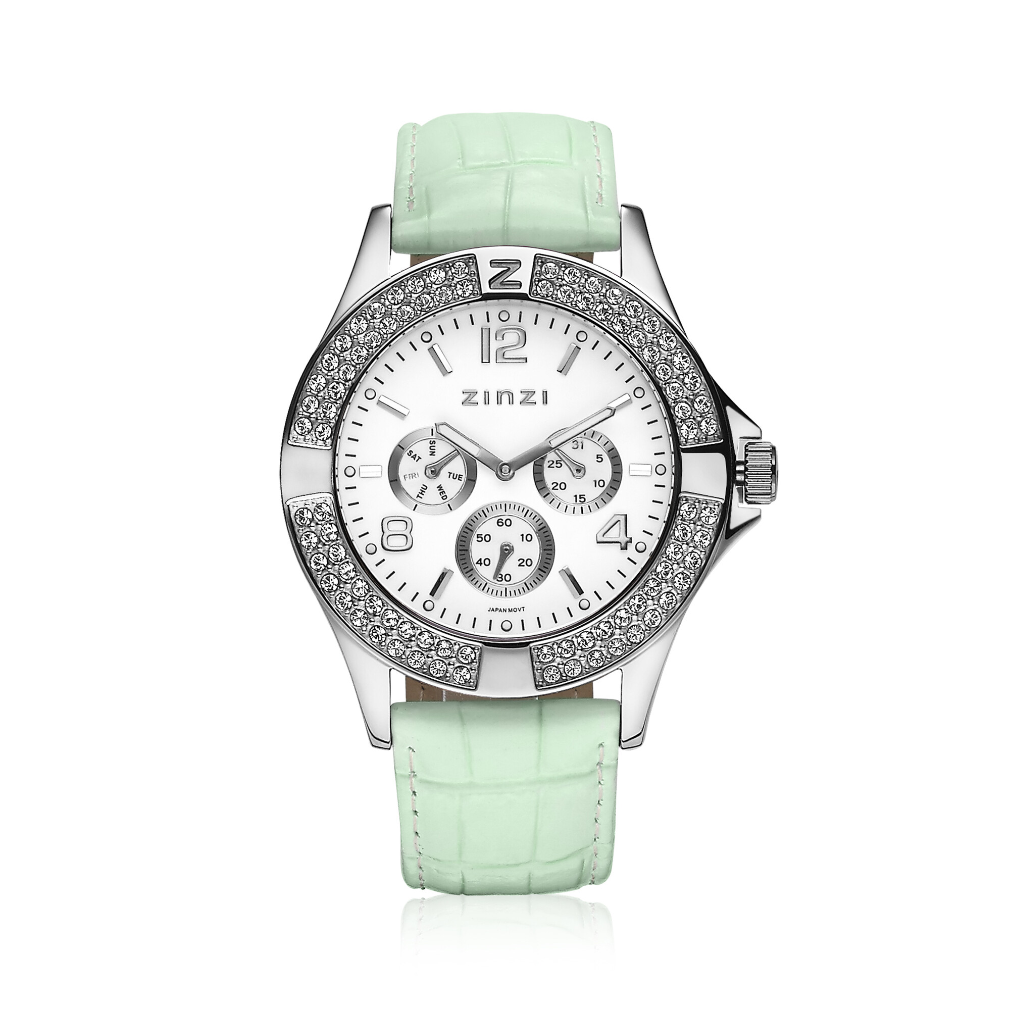 ZINZI Watch weißes Zifferblatt mintgrünes Band UNO13