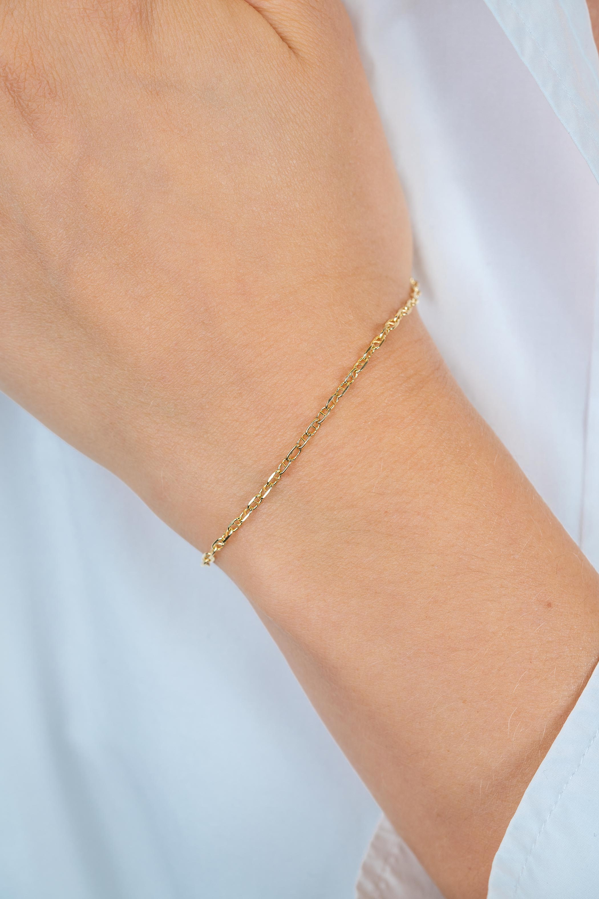 ZINZI Gold 14 karaat gouden massieve marine schakelarmband 2mm breed 18,5cm ZGA577
