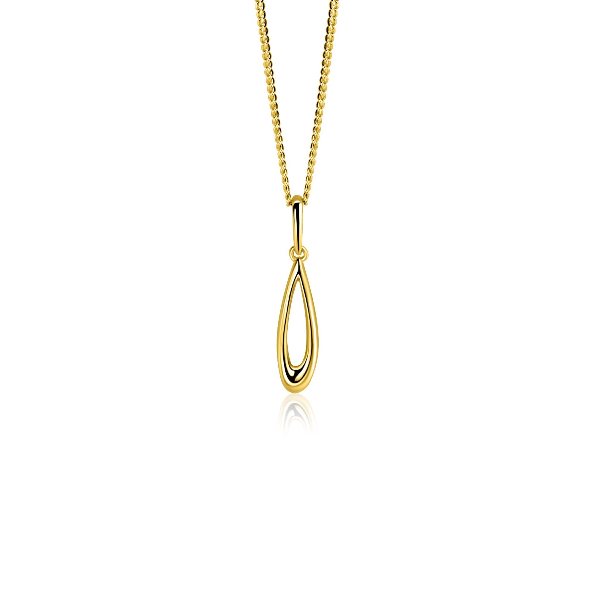 21mm ZINZI Gold 14 krt gouden hanger met open peervorm ZGH541 (zonder collier)