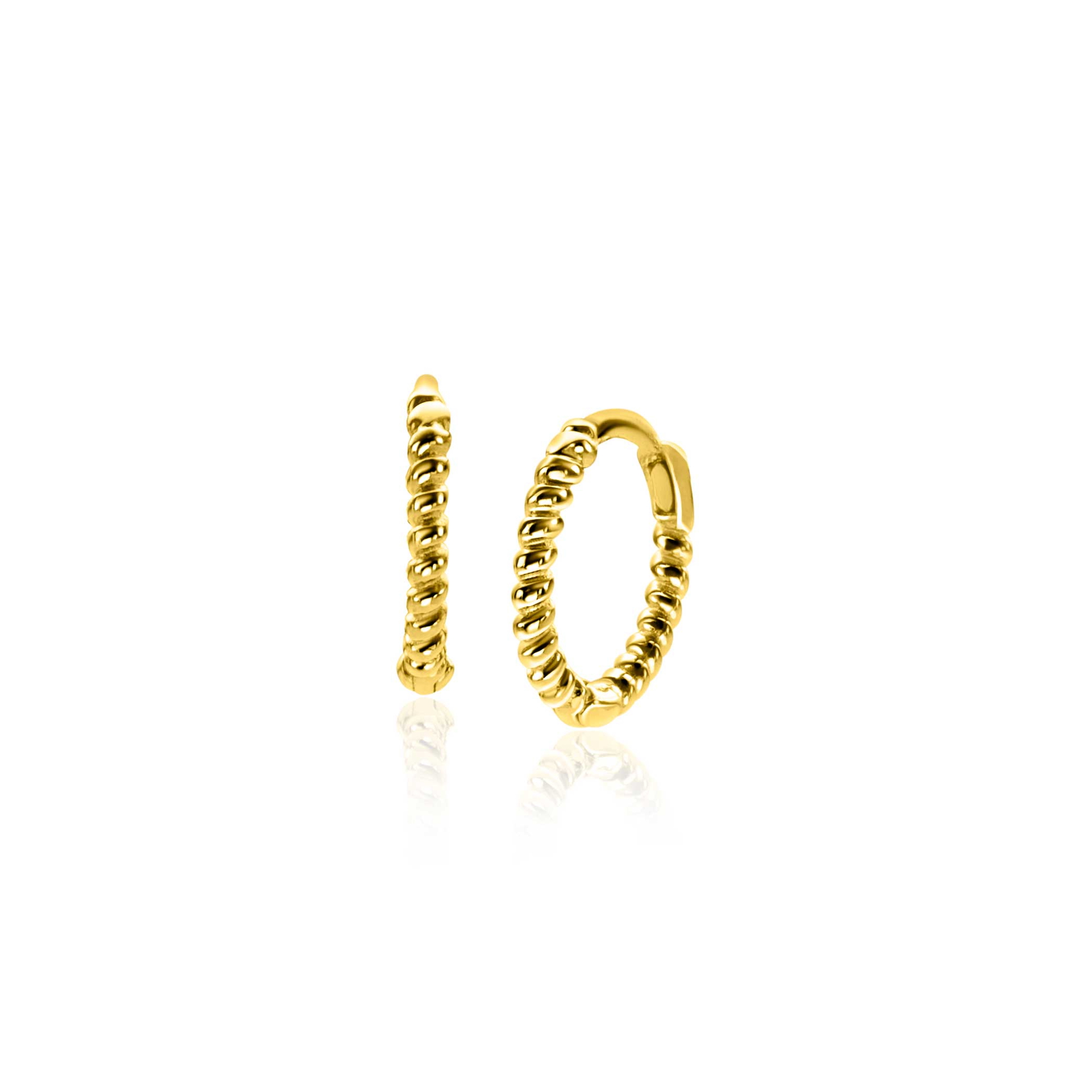 10mm ZINZI Gold 14 krt gouden oorringen, luxe klapsluiting 10x1,3mm ZGO468

