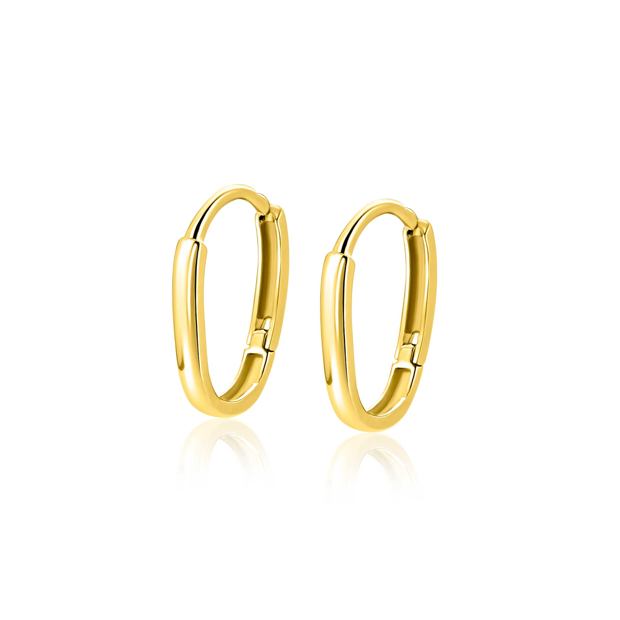13mm ZINZI Gold 14 krt gouden oorringen ovaal model met luxe klapsluiting 13mm x 1,9mm ZGO565
