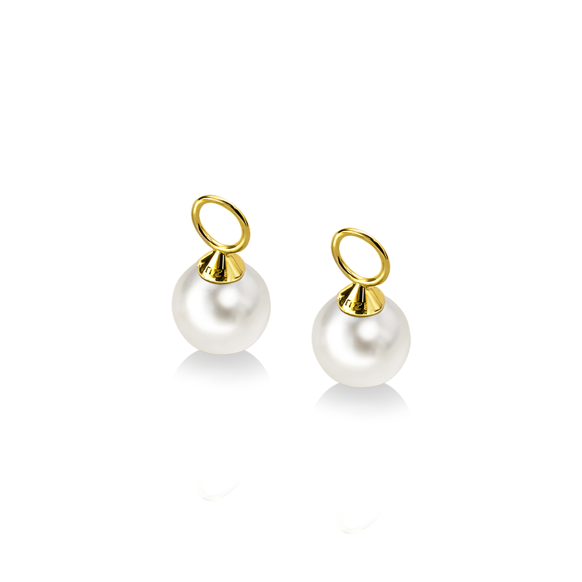 ZINZI Gold 14 Karat Gold Kreolenanhänger Perle weiß ZGCH144