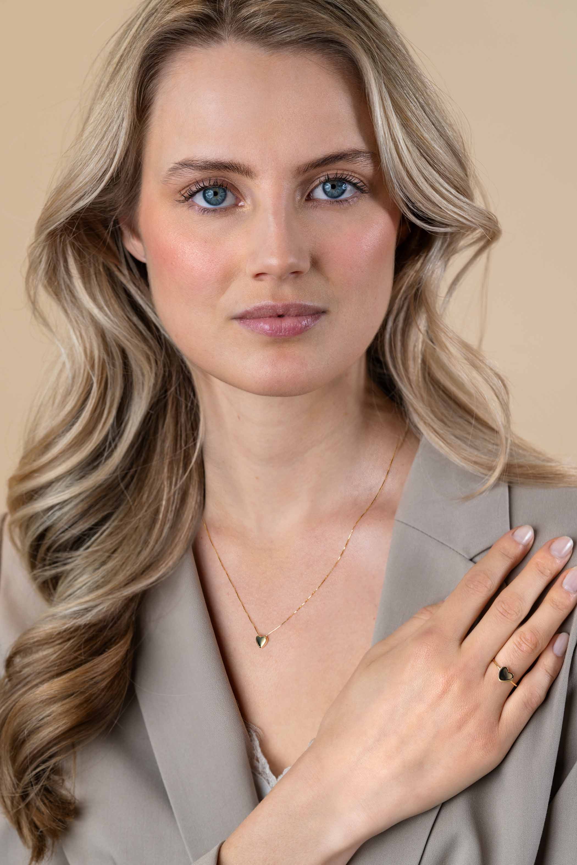 ZINZI Gold 14 karaat gouden ring met glanzend hartje ZGR486
