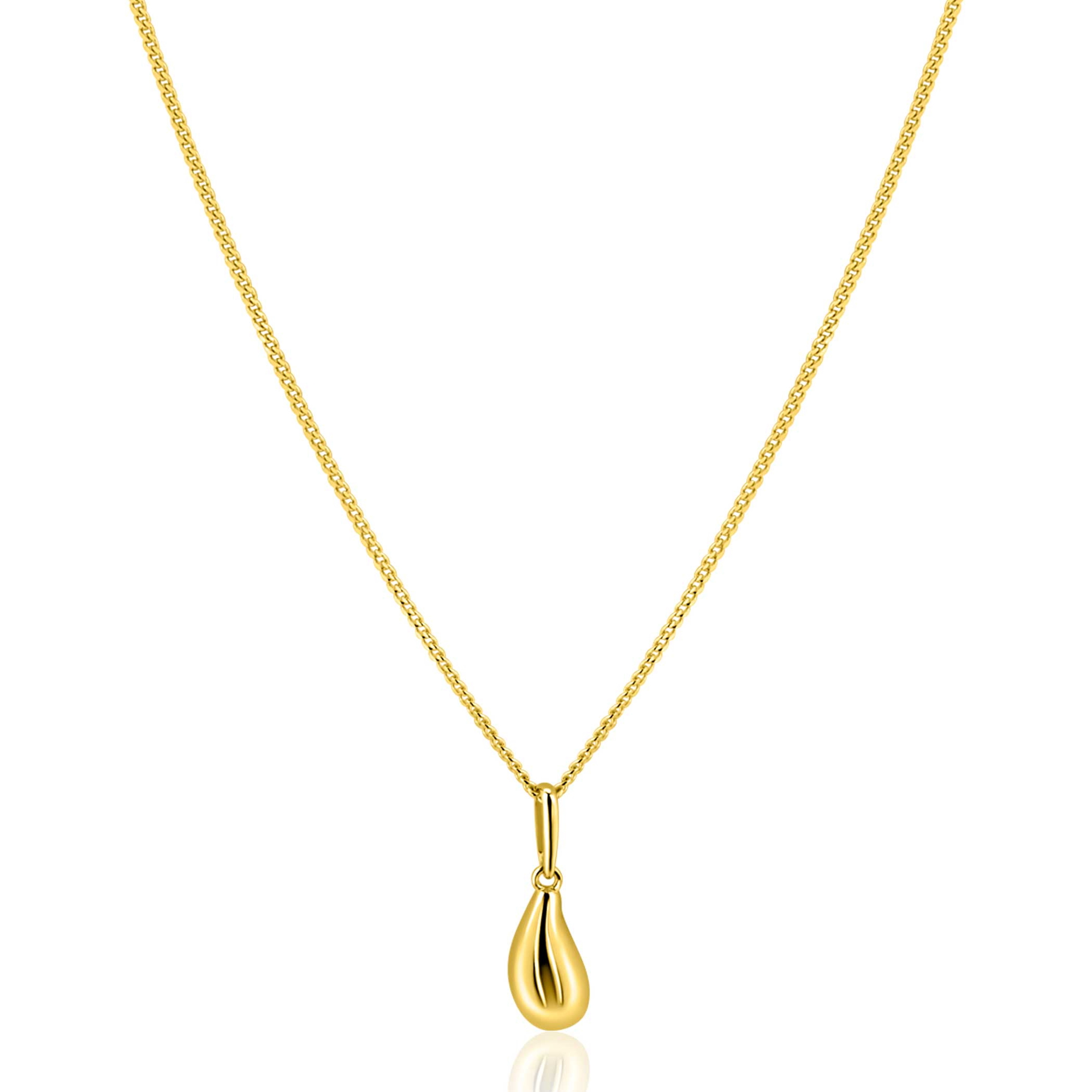 15mm ZINZI Gold 14 krt gouden hanger met organische druppelvorm ZGH558 (zonder collier)
