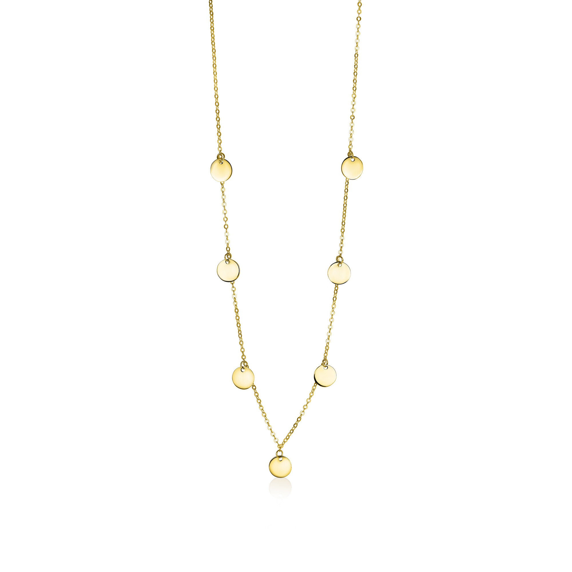 ZINZI Gold 14 Karat Goldkette mit 7 Kreisen 45cm ZGC167
