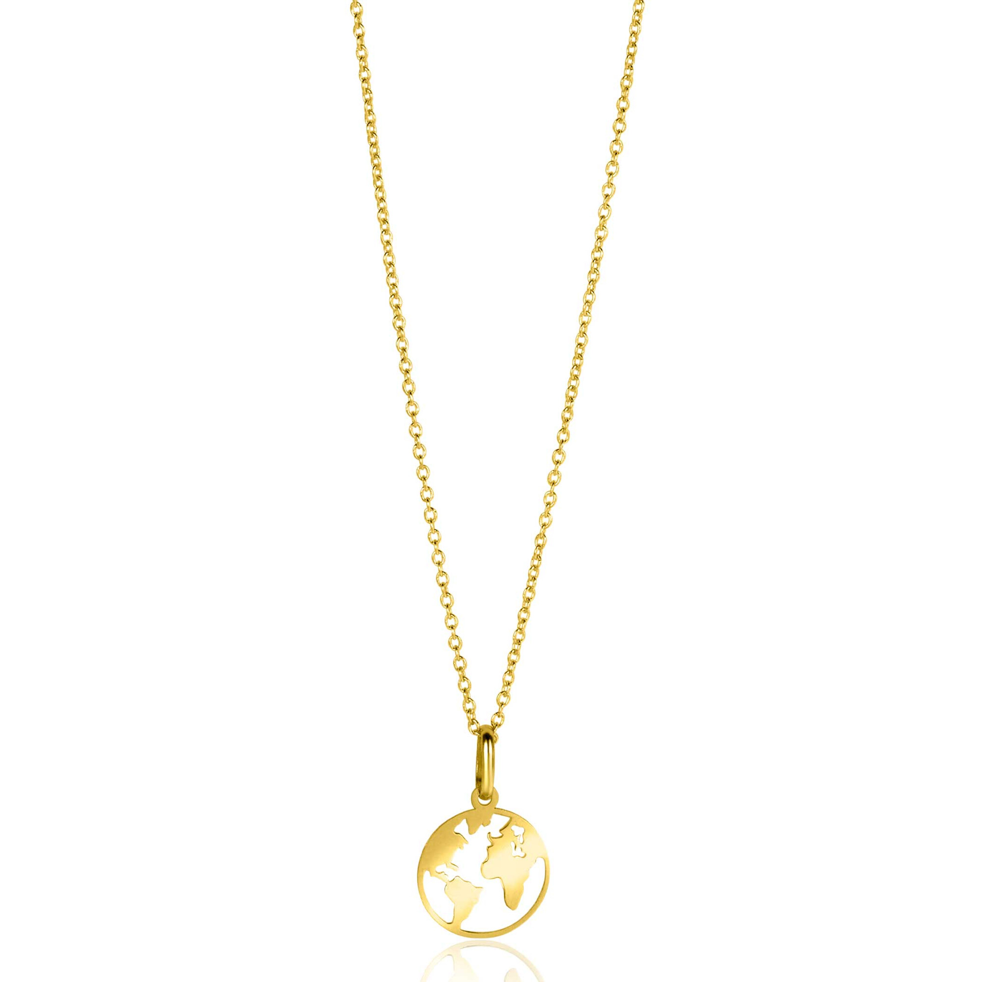 15mm ZINZI 14K Gold Pendant World Map ZGH474 (excl. necklace)