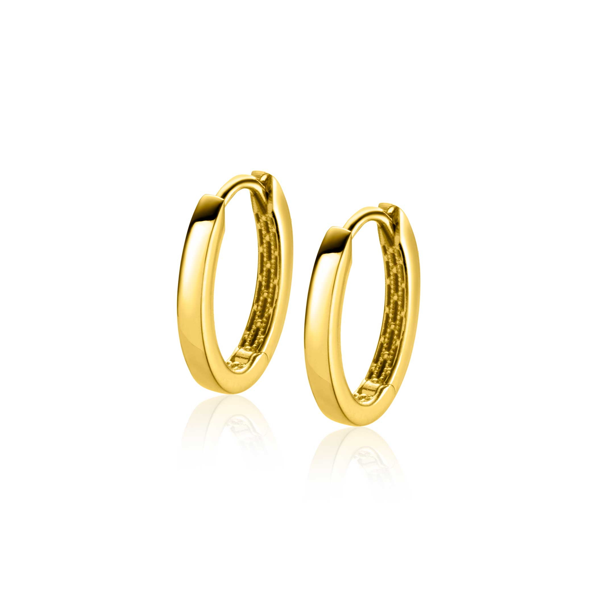 15mm ZINZI 14K Gold Oval Hoop Earrings Square Tube 15 x 2mm ZGO322