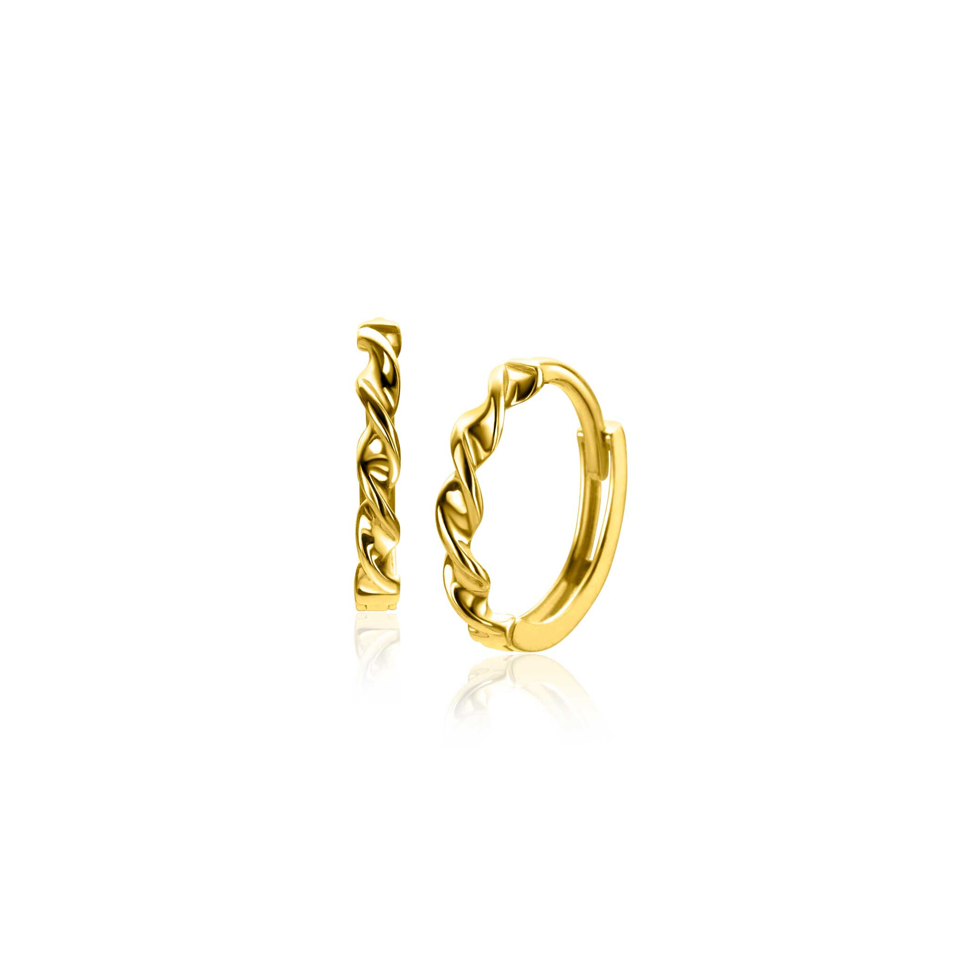 13mm ZINZI Gold 14kt goldene Creolen mit gedrehtem Rohr und luxuriösem Klappverschluss 13x2mm ZGO525