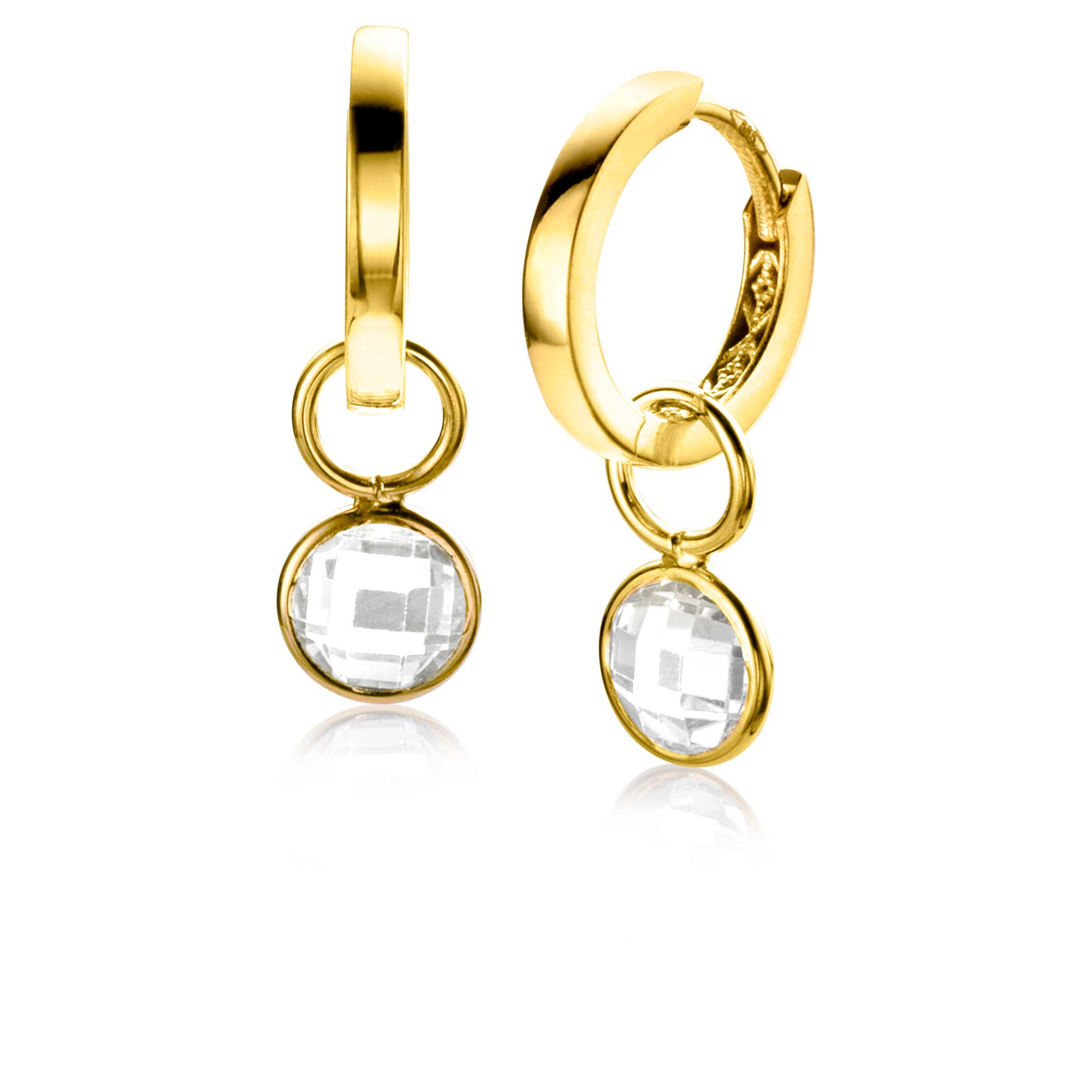 ZINZI GOLD oorbedels rond zirconia 6mm