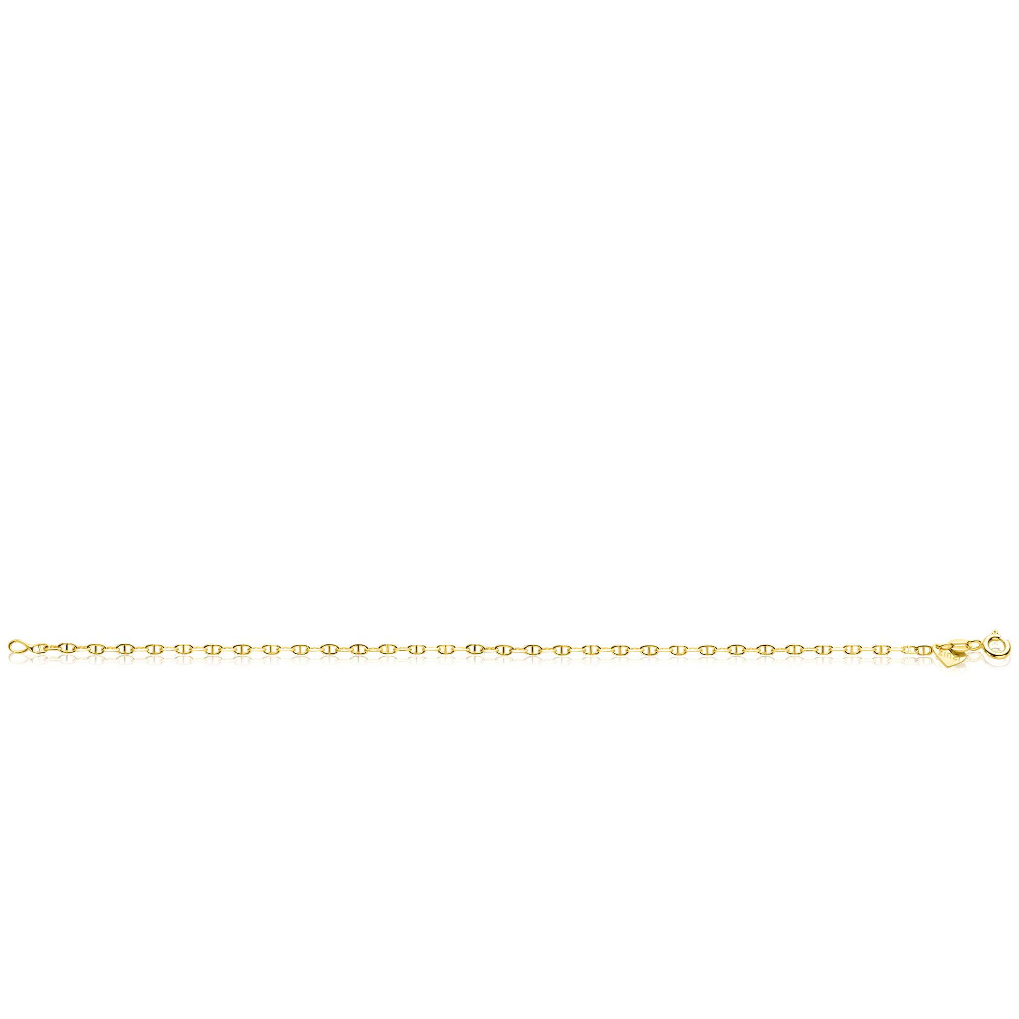 ZINZI Gold 14 karaat gouden massieve marine schakelarmband 2mm breed 18,5cm ZGA577
