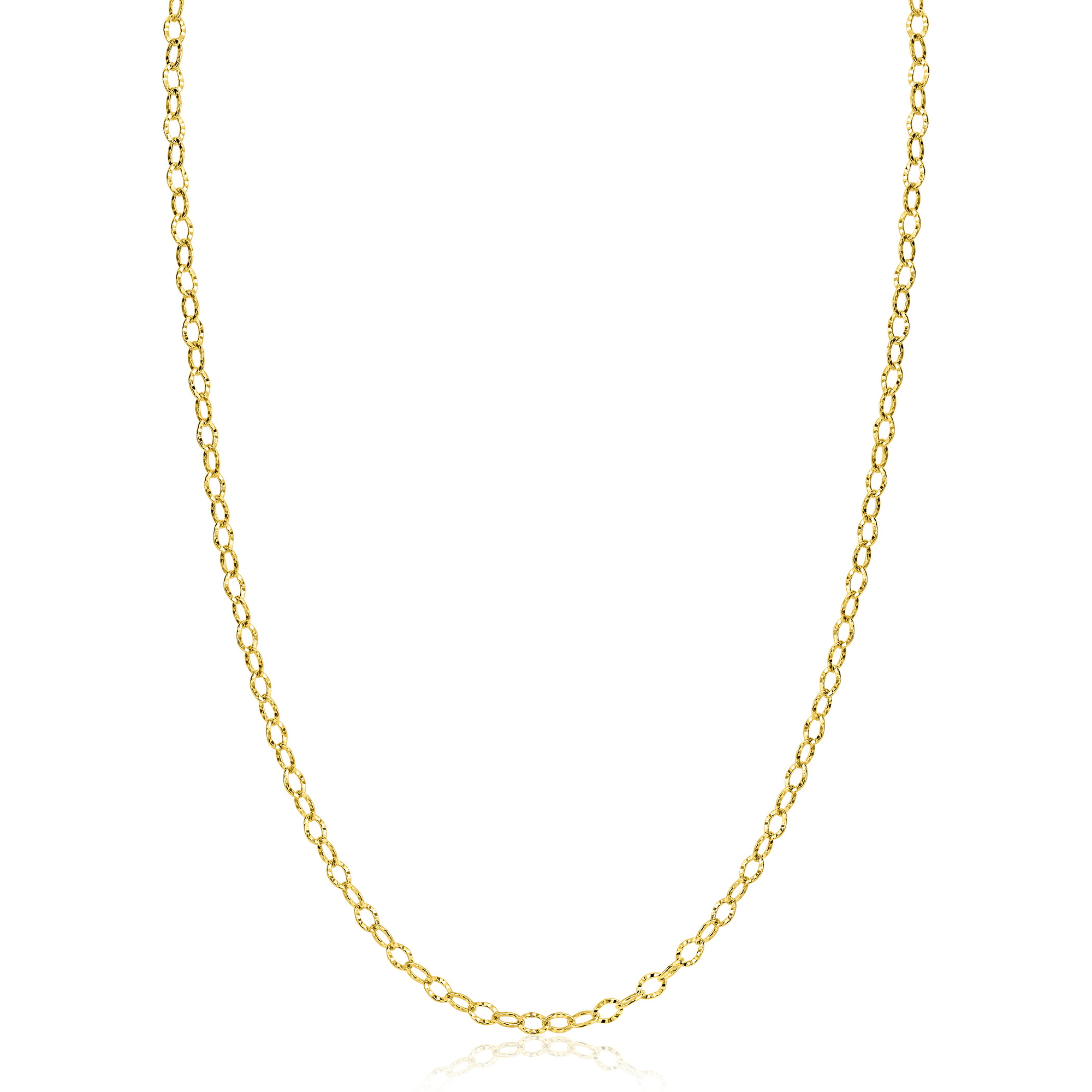 ZINZI Gold 14 krt gouden ketting met bewerkte ovale schakels 3mm breed 45cm ZGC538