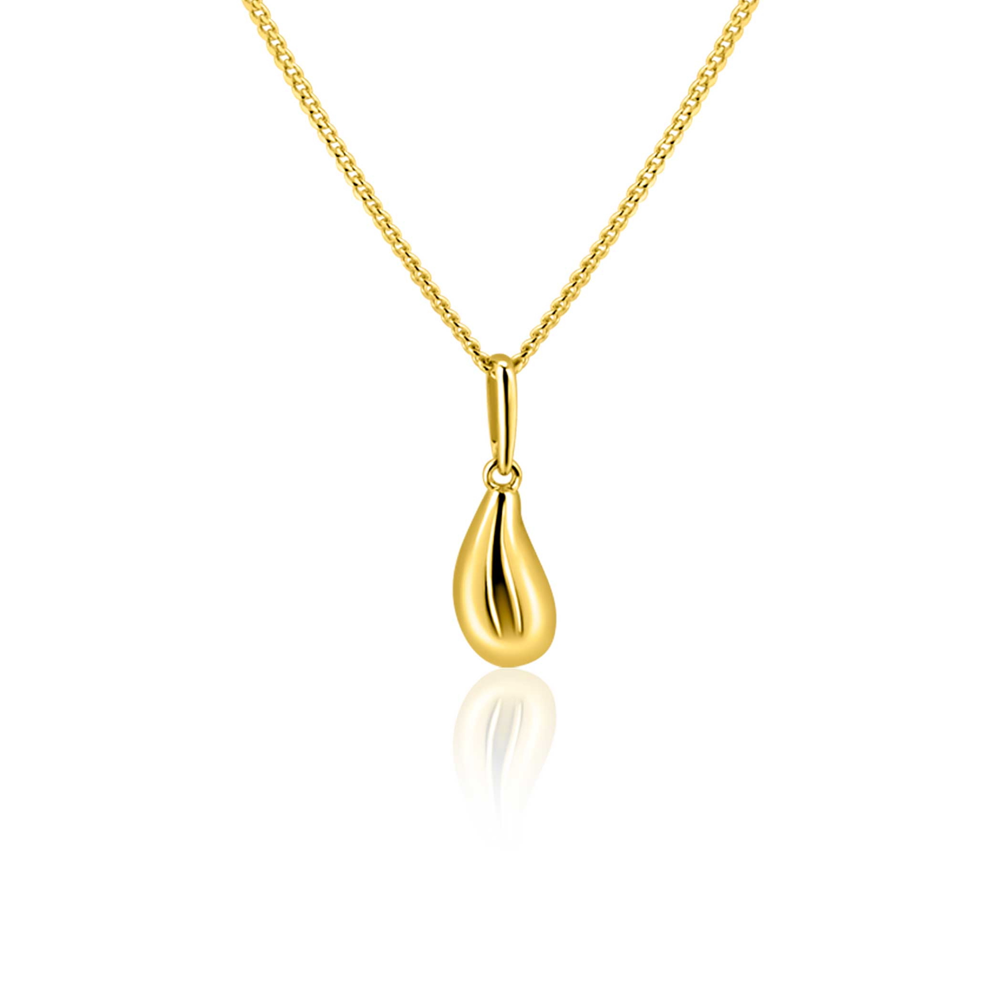 15mm ZINZI Gold 14 krt gouden hanger met organische druppelvorm ZGH558 (zonder collier)
